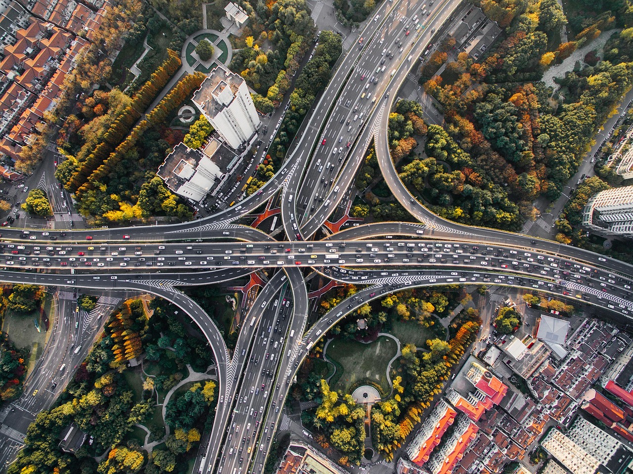 Smart city aerial view